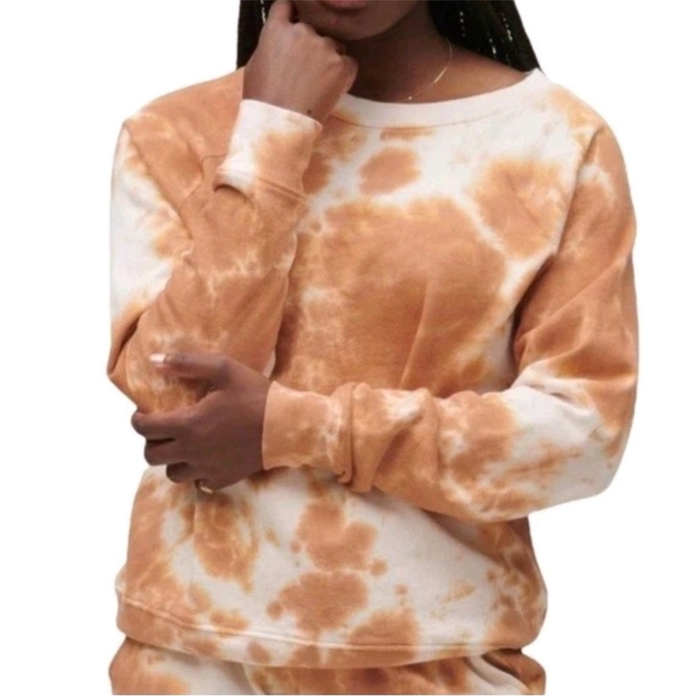 MATE the Label White and Rust Tie-Dye Sweatshirt